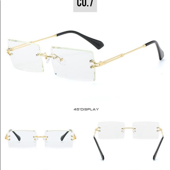 Small Rectangle Rimless Sunglasses - Picture 2 of 4